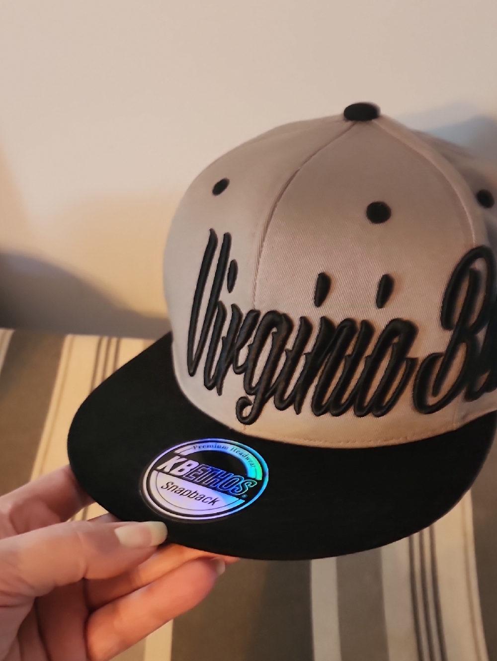 Virginia Beach Snapback Hat - Gray and Black